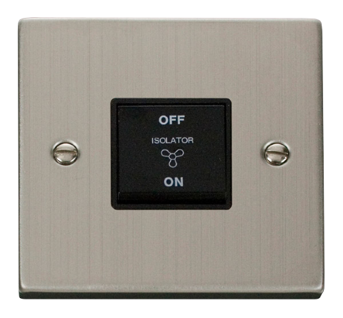 Scolmore VPSS020BK - 10A 1 Gang 3 Pole Fan Isolation Switch - Black Deco Scolmore - Sparks Warehouse