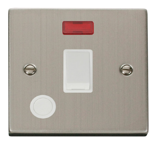 Scolmore VPSS023WH - 20A 1 Gang DP Switch With Flex Outlet And Neon - White Deco Scolmore - Sparks Warehouse