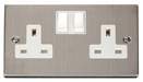 Scolmore VPSS036WH - 2 Gang 13A DP Switched Socket Outlet - White Deco Scolmore - Sparks Warehouse