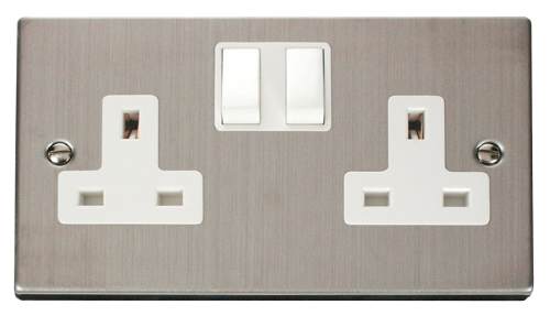 Scolmore VPSS036WH - 2 Gang 13A DP Switched Socket Outlet - White Deco Scolmore - Sparks Warehouse
