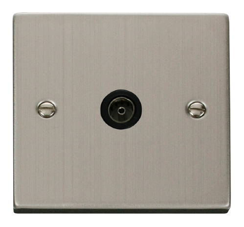 Scolmore VPSS065BK - Single Coaxial Socket Outlet - Black Deco Scolmore - Sparks Warehouse