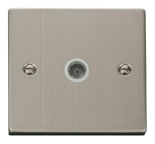 Scolmore VPSS065WH - Single Coaxial Socket Outlet - White Deco Scolmore - Sparks Warehouse