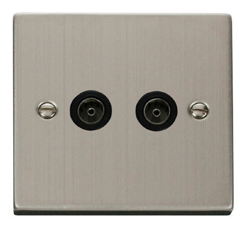 Scolmore VPSS066BK - Twin Coaxial Socket Outlet - Black Deco Scolmore - Sparks Warehouse