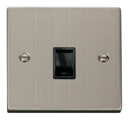 Scolmore VPSS115BK - Single RJ11 Socket  (Ireland/USA) - Black Deco Scolmore - Sparks Warehouse