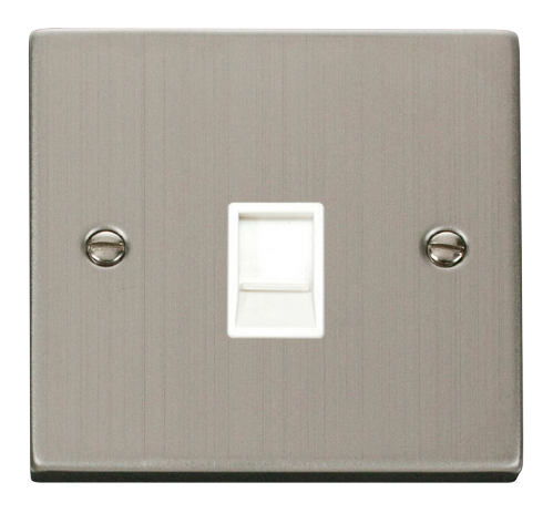 Scolmore VPSS115WH - Single RJ11 Socket  (Ireland/USA) - White Deco Scolmore - Sparks Warehouse
