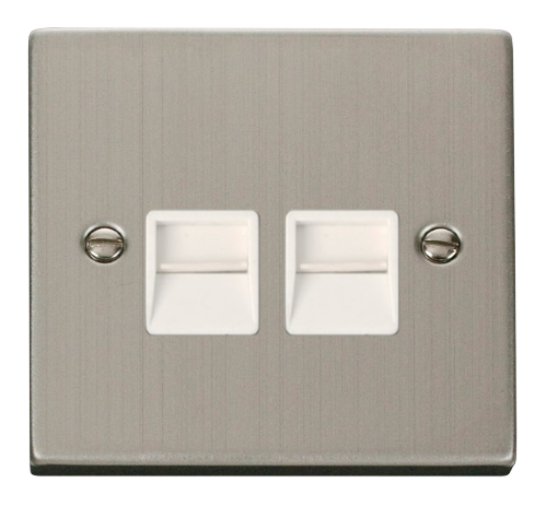 Scolmore VPSS121WH - Twin Telephone Socket Outlet Master - White Deco Scolmore - Sparks Warehouse
