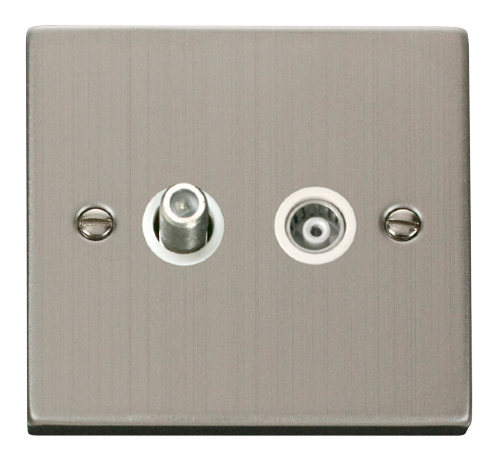 Scolmore VPSS157WH - 1 Gang Satellite + Isolated Coaxial Socket Outlet - White Deco Scolmore - Sparks Warehouse