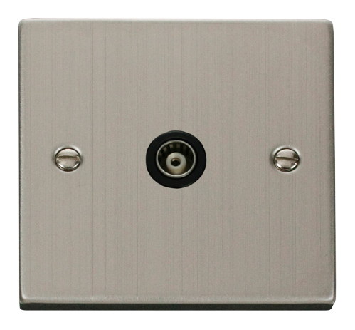 Scolmore VPSS158BK - Single Isolated Coaxial Socket Outlet - Black Deco Scolmore - Sparks Warehouse