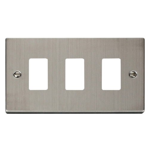 Scolmore VPSS20403 - 3 Gang GridPro® Frontplate - Stainless Steel GridPro Scolmore - Sparks Warehouse