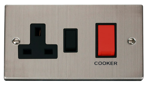 Scolmore VPSS204BK - 45A DP Switch + 13A Switched Socket - Black Deco Scolmore - Sparks Warehouse