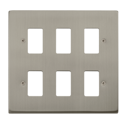 Scolmore VPSS20506 - 6 Gang GridPro® Frontplate - Stainless Steel GridPro Scolmore - Sparks Warehouse
