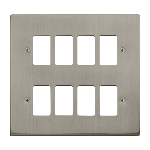 Scolmore VPSS20508 - 8 Gang GridPro® Frontplate - Stainless Steel GridPro Scolmore - Sparks Warehouse