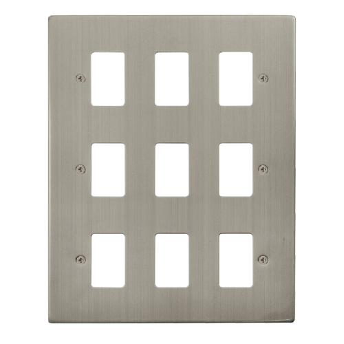 Scolmore VPSS20509 - 9 Gang GridPro® Frontplate - Stainless Steel GridPro Scolmore - Sparks Warehouse