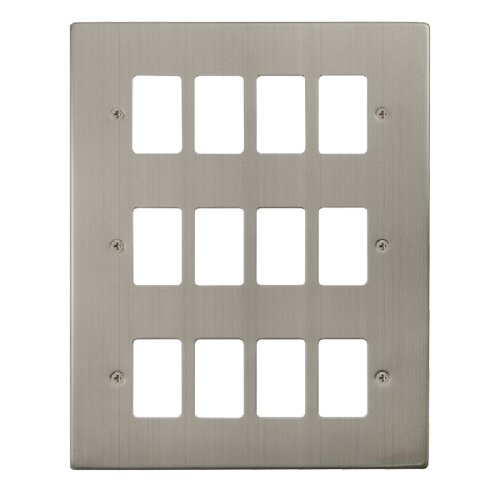 Scolmore VPSS20512 - 12 Gang GridPro® Frontplate - Stainless Steel GridPro Scolmore - Sparks Warehouse
