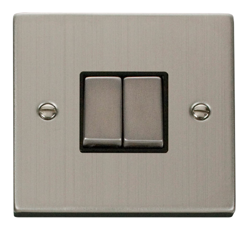 Scolmore VPSS412BK - 2 Gang 2 Way ‘Ingot’ 10AX Switch - Black Deco Scolmore - Sparks Warehouse