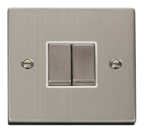 Scolmore VPSS412WH - 2 Gang 2 Way ‘Ingot’ 10AX Switch - White Deco Scolmore - Sparks Warehouse