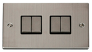 Scolmore VPSS414BK - 4 Gang 2 Way ‘Ingot’ 10AX Switch - Black Deco Scolmore - Sparks Warehouse