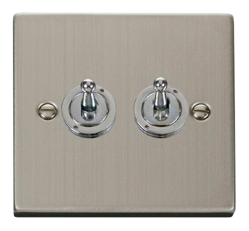 Scolmore VPSS422 - 2 Gang 2 Way 10AX Toggle Switch Deco Scolmore - Sparks Warehouse