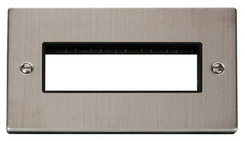 Scolmore VPSS426BK - 2 Gang Plate 6 In-Line Aperture - Black Deco Scolmore - Sparks Warehouse