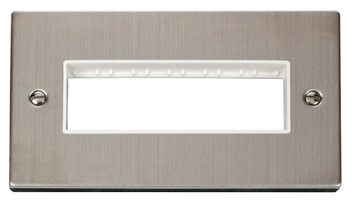 Scolmore VPSS426WH - 2 Gang Plate 6 In-Line Aperture - White Deco Scolmore - Sparks Warehouse