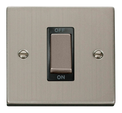 Scolmore VPSS500BK - Ingot 1 Gang 45A DP Switch - Black Deco Scolmore - Sparks Warehouse