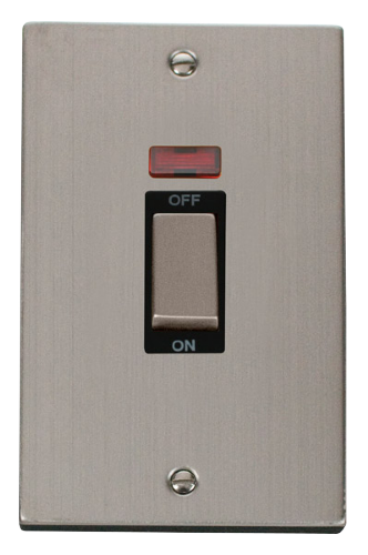 Scolmore VPSS503BK - Ingot 2 Gang 45A DP Switch With Neon - Black Deco Scolmore - Sparks Warehouse