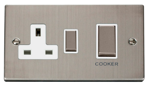 Scolmore VPSS504WH - Ingot 45A DP Switch + 13A Switched Socket - White Deco Scolmore - Sparks Warehouse