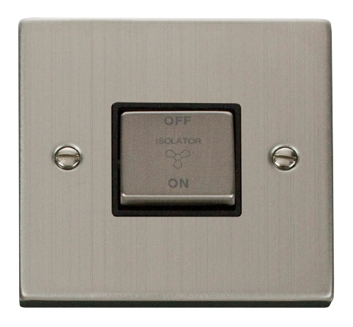 Scolmore VPSS520BK - 10A 1 Gang ‘Ingot’ 3 Pole Fan Isolation Switch - Black Deco Scolmore - Sparks Warehouse