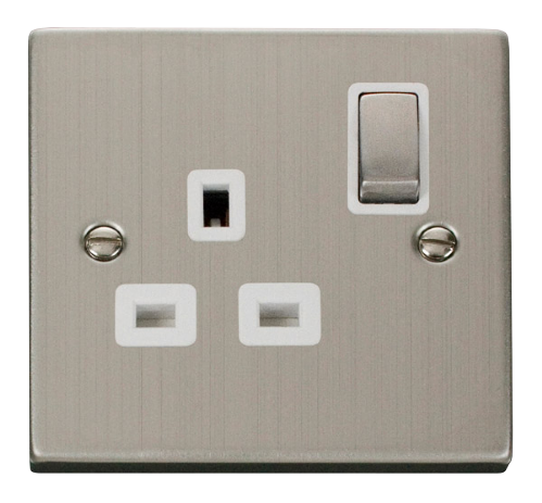 Scolmore VPSS535WH - 1 Gang 13A DP ‘Ingot’ Switched Socket Outlet - White Deco Scolmore - Sparks Warehouse