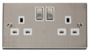 Scolmore VPSS536WH - 2 Gang 13A DP ‘Ingot’ Switched Socket Outlet - White Deco Scolmore - Sparks Warehouse