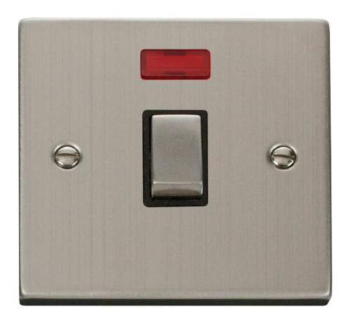 Scolmore VPSS723BK - 20A 1 Gang DP ‘Ingot’ Switch + Neon - Black Deco Scolmore - Sparks Warehouse