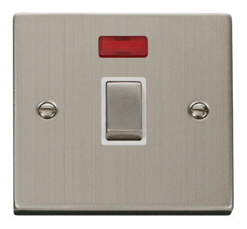 Scolmore VPSS723WH - 20A 1 Gang DP ‘Ingot’ Switch + Neon - White Deco Scolmore - Sparks Warehouse