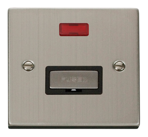 Scolmore VPSS753BK - 13A Fused ‘Ingot’ Connection Unit With Neon - Black Deco Scolmore - Sparks Warehouse