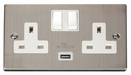 Scolmore VPSS770WH - 13A 2G Switched Socket With 2.1A USB Outlet (Twin Earth) - White Deco Scolmore - Sparks Warehouse