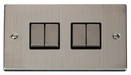Scolmore VPSSBK-SMART4 - 2G Plate 2 x 2 Apertures Supplied With 4 x 10AX 2 Way Ingot Retractive Switch Modules - Black Deco Scolmore - Sparks Warehouse