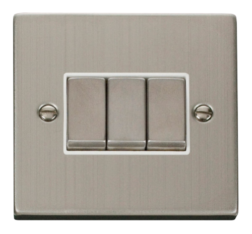 Scolmore VPSSWH-SMART3 - 1G Plate 3 Apertures Supplied With 3 x 10AX 2 Way Ingot Retractive Switch Modules - White Deco Scolmore - Sparks Warehouse