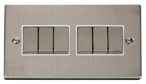 Scolmore VPSSWH-SMART6 - 2G Plate 2 x 3 Apertures Supplied With 6 x 10AX 2 Way ingot Retractive Switch Modules - White Deco Scolmore - Sparks Warehouse