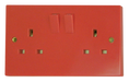 Scolmore WA037RD - 2 Gang 13A DP Switched Socket Outlet – Red (Clean Earth) Essentials Scolmore - Sparks Warehouse