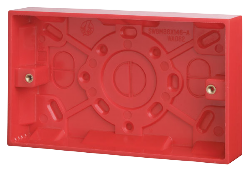 Scolmore WA185 - 2 Gang 25mm Deep Surface Pattress Box – Red Essentials Scolmore - Sparks Warehouse