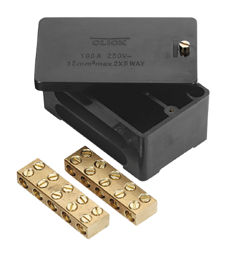 Scolmore WA228 - 100A 2 Pole 5X35mm2 Link Box – Black Essentials Scolmore - Sparks Warehouse