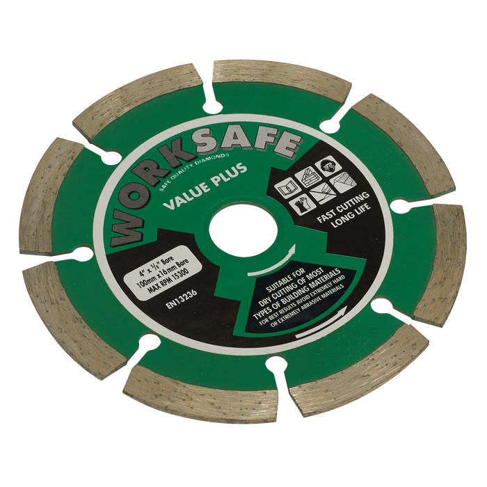 Sealey - WDVP100 Value Plus Diamond Blade Ø100 x 16mm Consumables Sealey - Sparks Warehouse