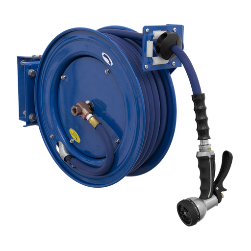 Sealey - WHR1512 Heavy-Duty Retractable Water Hose Reel 15m Ø13mm ID Rubber Hose Janitorial, Material Handling & Leisure Sealey - Sparks Warehouse
