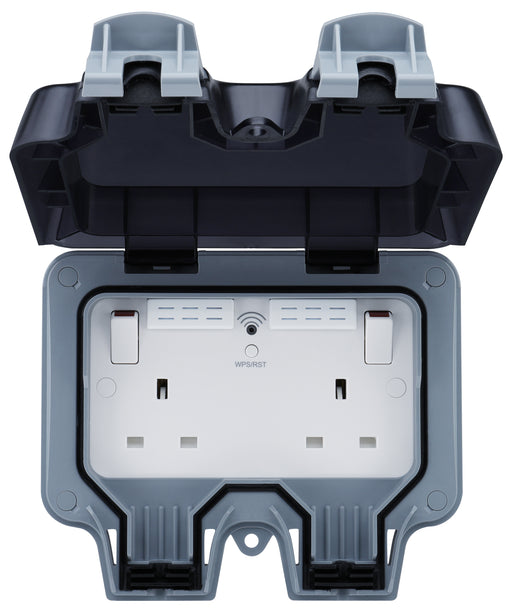 BG WP22WR Weatherproof  2 Gang Socket with Wi-Fi Extender Outdoor Sockets BG - Sparks Warehouse