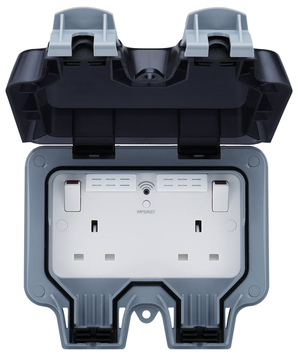 BG WP22WR Weatherproof  2 Gang Socket with Wi-Fi Extender Outdoor Sockets BG - Sparks Warehouse