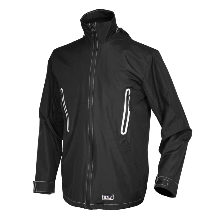 Sealey - WPHJ01 Heated Rain Jacket 5V - Small Janitorial, Material Handling & Leisure Sealey - Sparks Warehouse