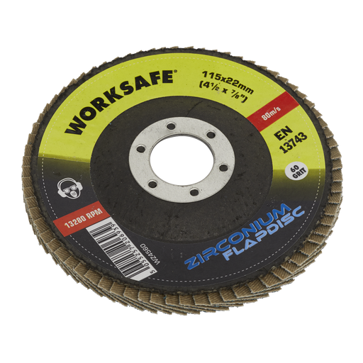 Sealey - WZ4560 Zirconium Flap Disc Ø115mm 60Grit - Pack of 10 Consumables Sealey - Sparks Warehouse