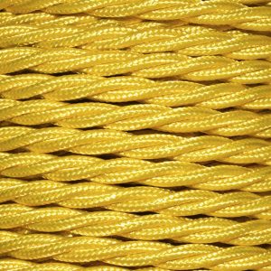 1.5mm Core Decorative Braided Fabric Flex  - 1 Metre Length  - YELLOW TWIST