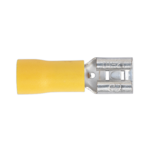Sealey - YT13 Push-On Terminal 6.3mm Female Yellow Pack of 100 Consumables Sealey - Sparks Warehouse