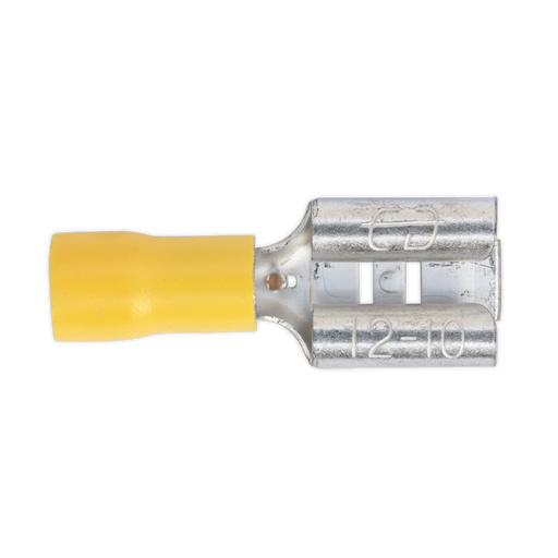 Sealey - YT14 Push-On Terminal 9.5mm Female Yellow Pack of 100 Consumables Sealey - Sparks Warehouse