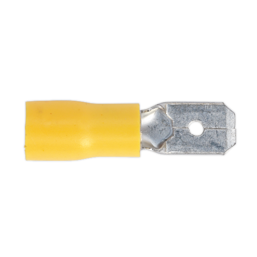 Sealey - YT15 Push-On Terminal 6.3mm Male Yellow Pack of 100 Consumables Sealey - Sparks Warehouse